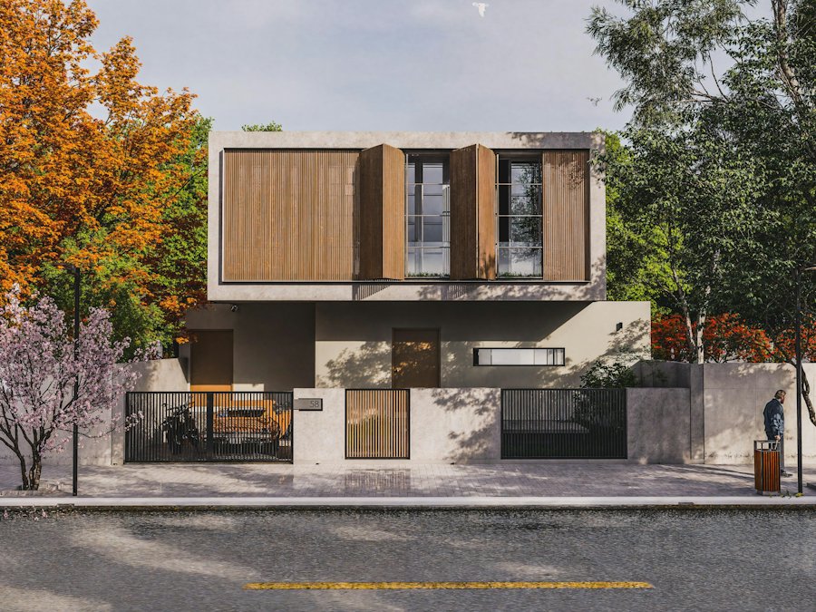 Vivienda moderna de hormigón y madera